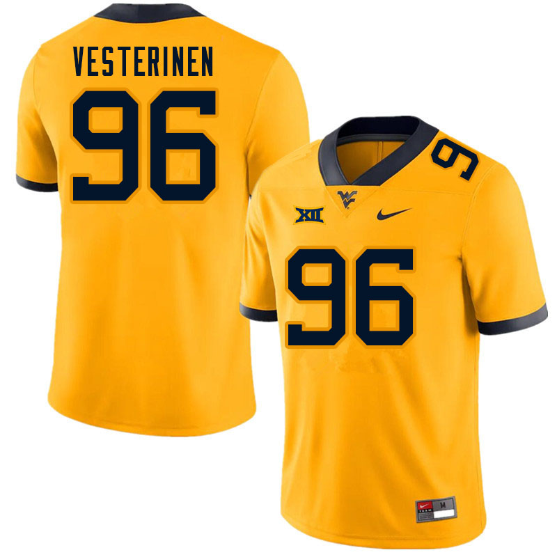 Men #96 Edward Vesterinen West Virginia Mountaineers College Football Jerseys Sale-Gold - Click Image to Close